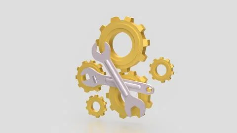 The Tool and Gear for fix or repair concept 3d Rendering. Stock Illustration