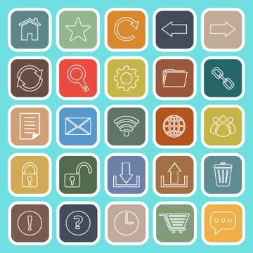 Tool bar line flat icons on blue background Stock Illustration