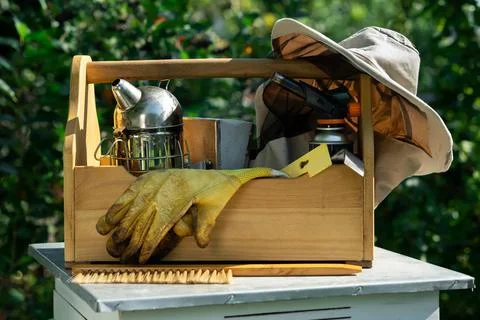 A tool of the beekeeper. Everything for a beekeeper to work with bees. Smoker, a Stock Photos