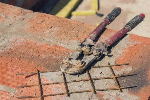 Tool for biting metal. Construction tool close-up. 스톡 사진