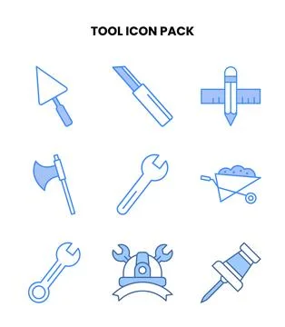Tool Blue Bundle Icons Pack Stock Illustration