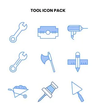 Tool Blue Design Icons Pack Ilustración de archivo