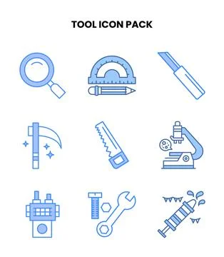 Tool Blue Graphics Icons Pack Stock Illustration