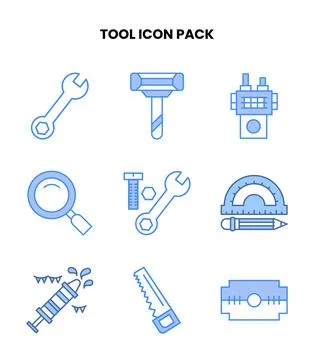 Tool Blue UI Icons Pack Stock Illustration