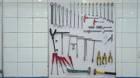 Tool board on the wall Stock Footage
