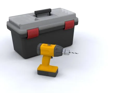 Tool box and power drill Stock Illustration