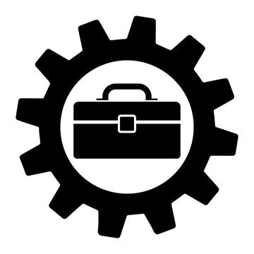 Tool box on gear isolated icon. simple element illustration from industry c.. Stock Illustration