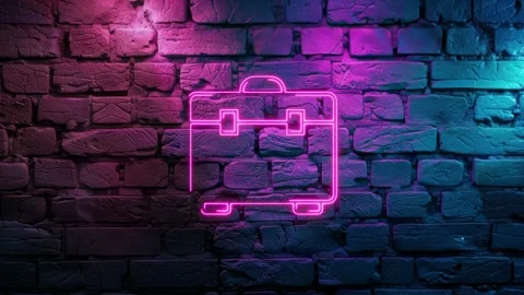 Tool box Icon neon on brick wall background Stock Footage 276427447