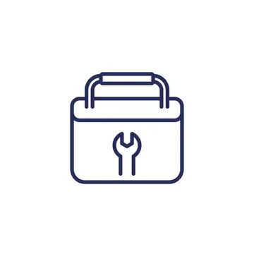 Tool box line vector icon on white 스톡 일러스트