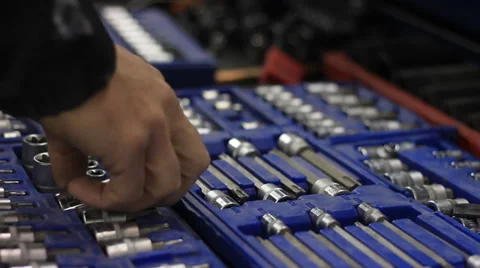 Tool Box Opened and Closed and Tools Removed by a Mechanic. Video stock 32287396