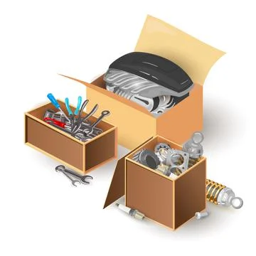 Tool boxes with instruments for repair stuff Illustrazione stock
