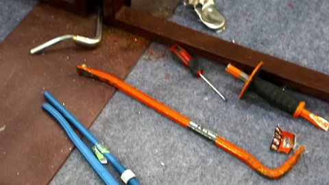 Tool for breaking the front door lock Stock Footage 115048226