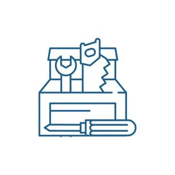Tool builder line icon concept. Tool builder flat vector symbol, sign, outline Stock Illustration