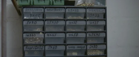Tool cabinet with screws inside Stock Footage 127417003