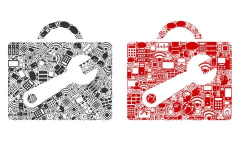 Tool Case Composition Icons for BigData Stock Illustration