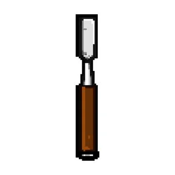 Tool chisel carving pixel art vector illustration Illustration