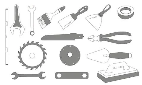 Tool for construction and repair work sketch set Stock Illustration