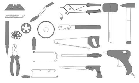 Tool for construction and repair work sketch set Stock Illustration