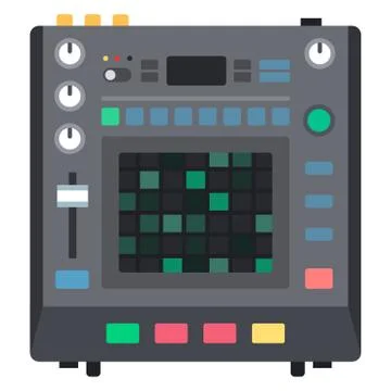 Tool to create music drum machine Musician flat icon vector isolated. Illustrazione stock
