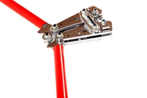 Tool for crimping electrical cables on white background. Stock Photos