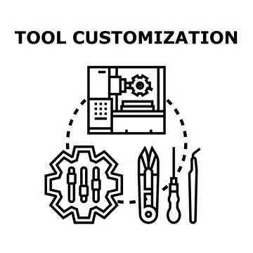 Tool customization concept for manufacturing and engineering Stock Illustration
