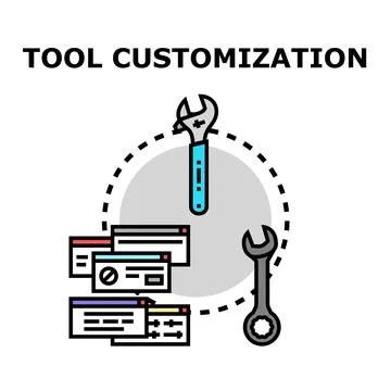 Tool customization concept, setting preferences, and software adjustment 库存插图