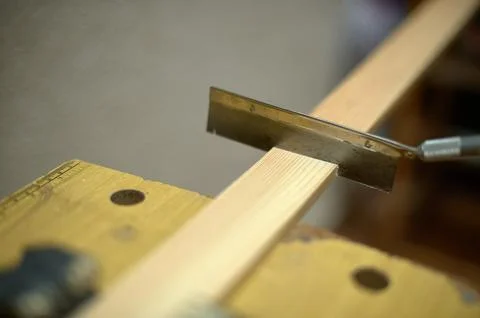 Tool cutting wood in workshop Stock Photos