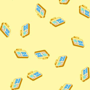 Tool design mechanical engineer isometric icon seamless pattern Illustrazione stock