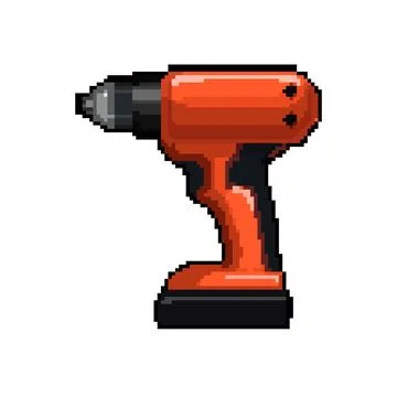 Tool drill pixel art vector illustration sign color Ilustração Stock