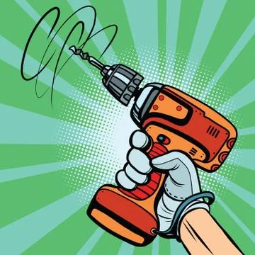Tool electric drill in hand Stock Illustration