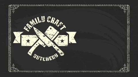 Tool family cattle work murder corporate individuality with retro butcher dagger Video stock 130453828