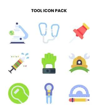 Tool Flat Bundle Icons Pack Illustrazione stock