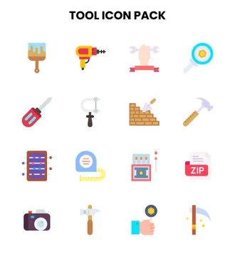 Tool Flat SVG Icons Pack Stock Illustration
