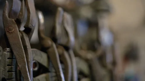 Tool in the forge , tongs Video stock 67698980