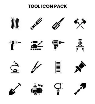 Tool Glyph Graphics Icons Pack Stock Illustration