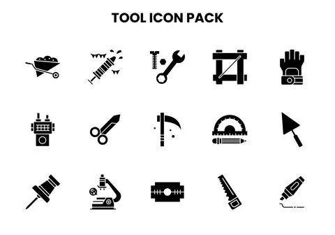 Tool Glyph Graphics Icons Pack Stock Illustration