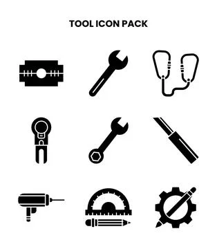 Tool Glyph Graphics Icons Pack Stock Illustration