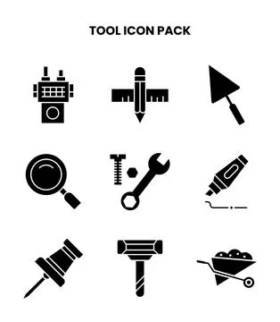 Tool Glyph Graphics Icons Pack Stock Illustration