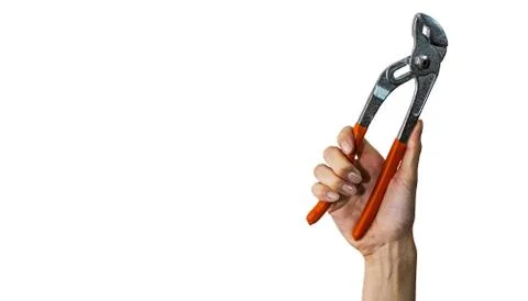 Tool in the hand on white background Stock Photos
