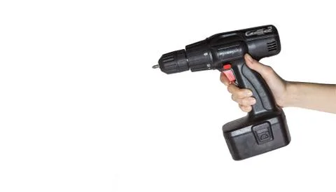 Tool in the hand on white background Stock Photos