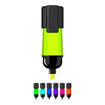 Tool highlighter cartoon vector graphic sign color Stock Illustration