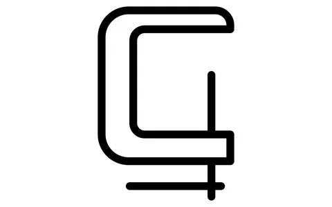 Tool icon with simple line drawing in black and white, Clamps Stock Illustration