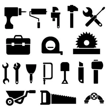 Tool icons in black Stock Illustration
