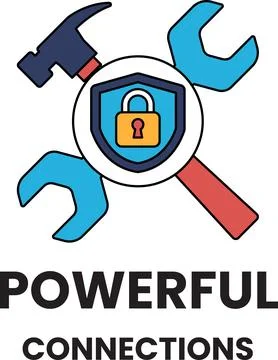Tool icons encircle a shielded lock Illustrazione stock