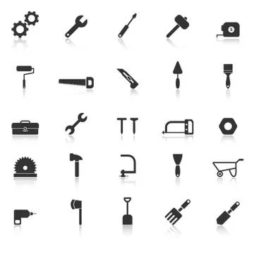Tool icons with reflect on white background Stock Illustration