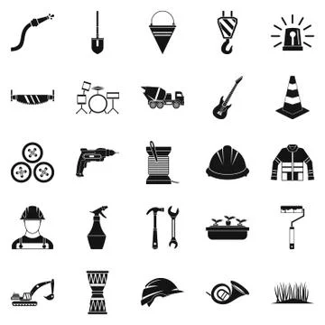 Tool icons set, simple style Stock Illustration