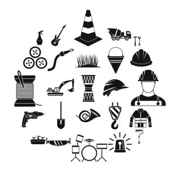 Tool icons set, simple style Stock Illustration