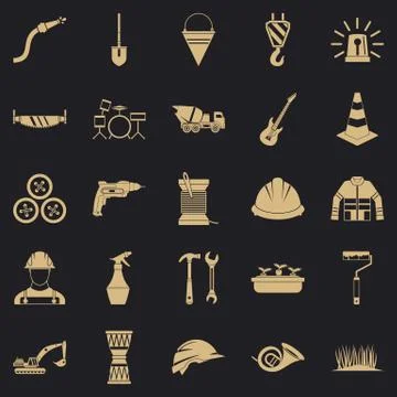 Tool icons set, simple style Stock Illustration