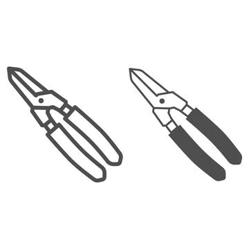Tool with insulating handles line and solid icon, Safety engineering concept Illustration