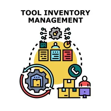 Tool inventory management concept for supply chain logistics Stock Illustration